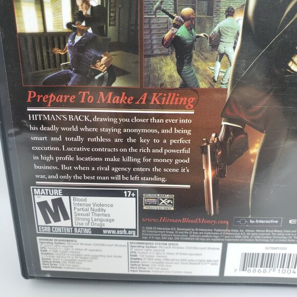 Hitman Blood Money Windows PC Game DVD-ROM 2006 Disc with Manual and Case - Picture 3 of 9
